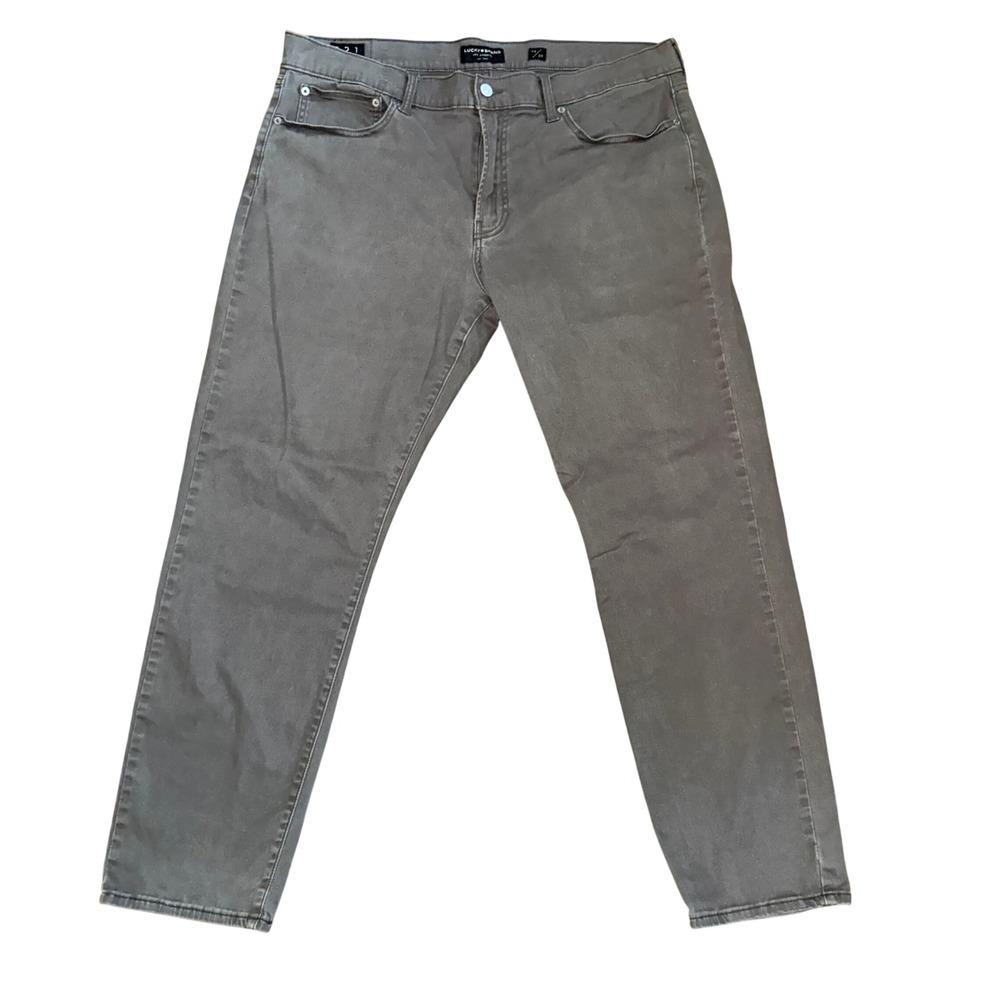 Lucky Brand 121 Slim Straight Mens Gray Pants 38x30 Cotton Blend Stretch